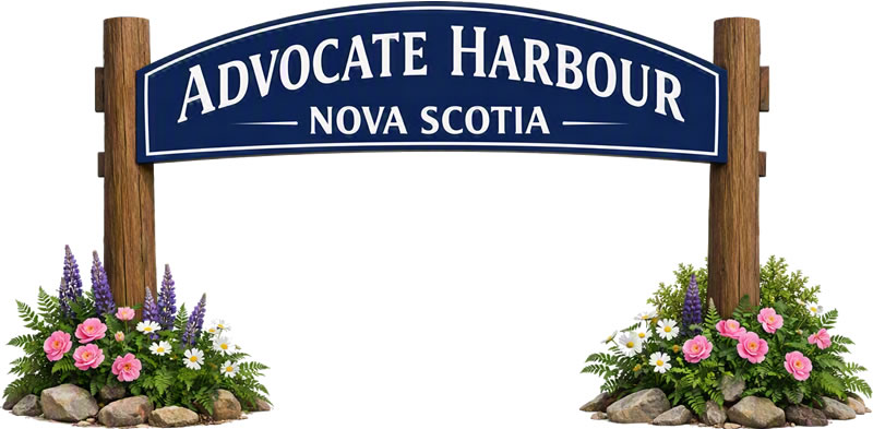 Welcome sign for Advocate, Nova Scotia