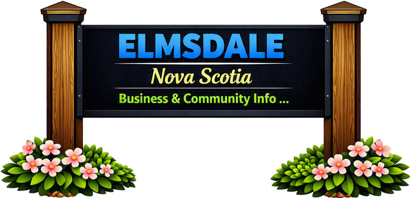 Welcome sign for Elmsdale, Nova Scotia