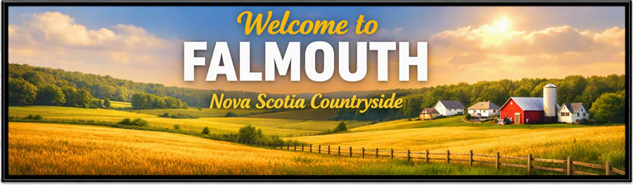 Welcome sign for Falmouth, Nova Scotia