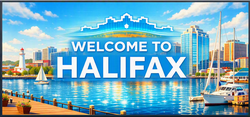 Welcome picture for Halifax, waterfront skyline.