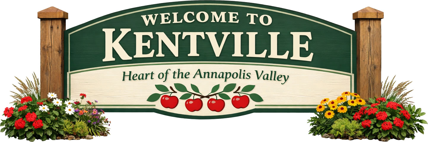 Welcome sign for Kentville, Nova Scotia