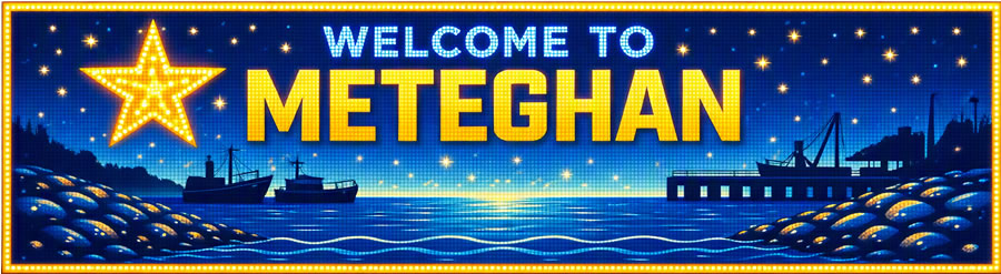 Welcome sign for Meteghan, Nova Scotia