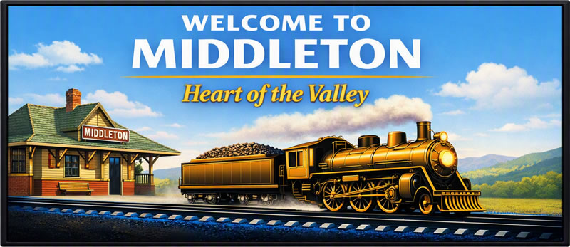 Welcome sign for Middleton, Nova Scotia