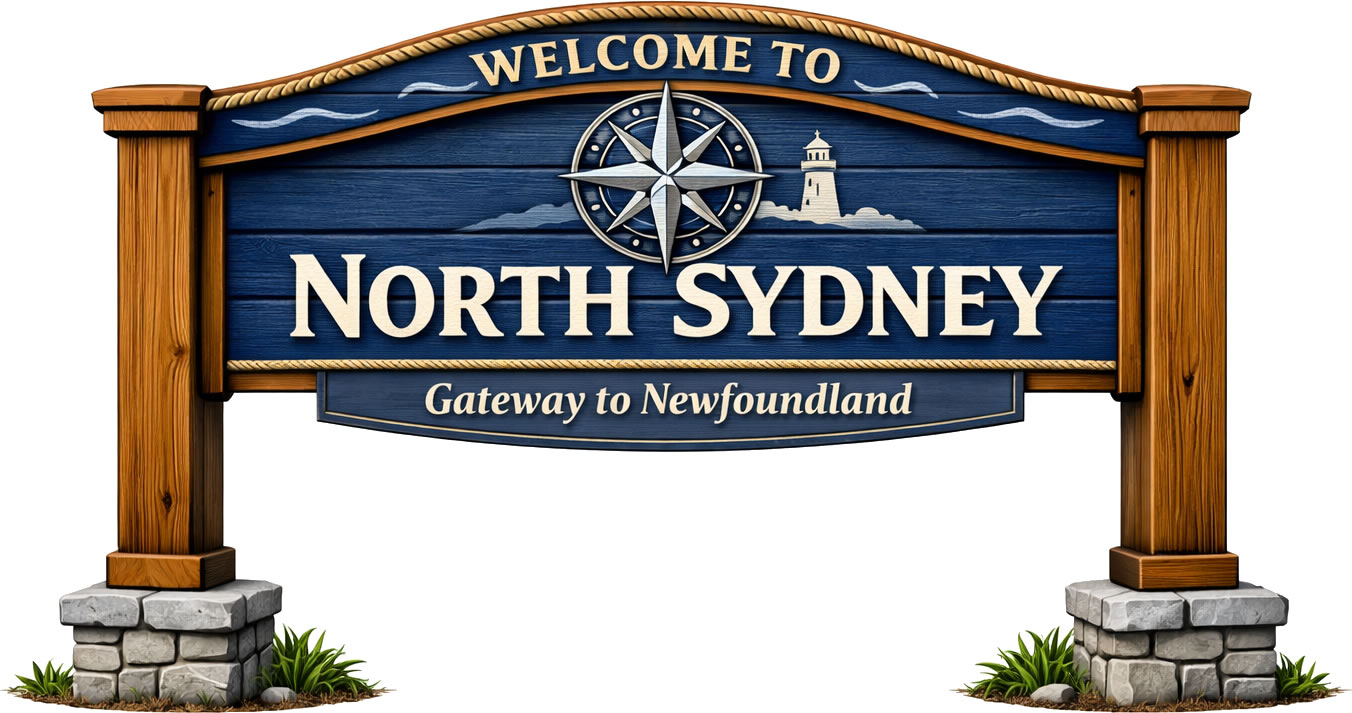 Welcome sign for North Sydney, Nova Scotia