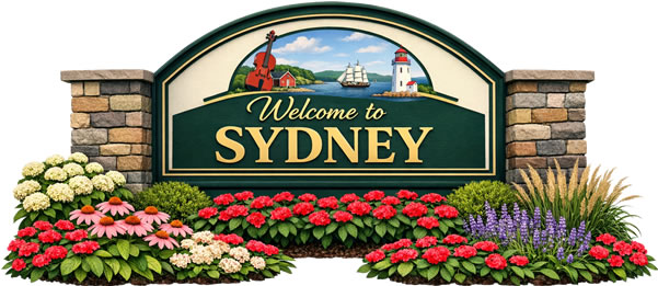 Welcome sign for Sydney, Nova Scotia