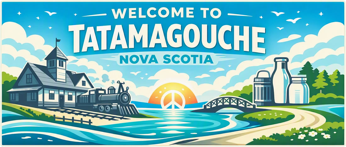 Welcome sign for Tatamagouche, Nova Scotia